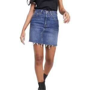 Levis Premium High Rise Deconstructed Denim Skirt Size 29